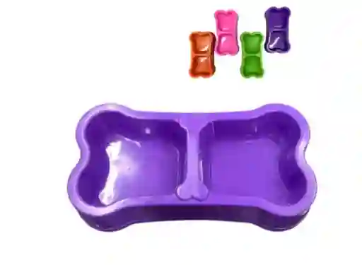 Plato Plastico Con Dos Compatimientos Para Comida De Mascotas En Forma De Hueso Tamaño Mediano Comedero Para Perros Y Gatos