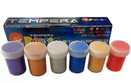Pintura Tempera Payasito Color Metalizada Caja X6