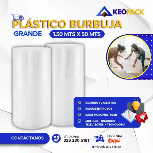 Plastico Burbuja 1.50 Mts X 50 Mts