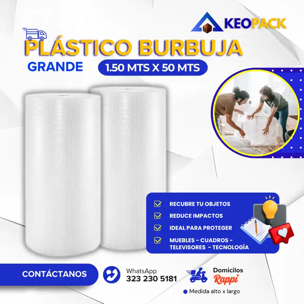 Plastico Burbuja 1.50 Mts X 50 Mts