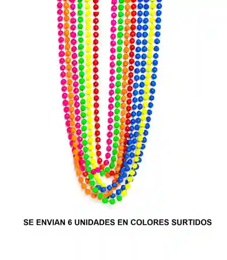 Collar De Bolitas X 6 Und De Colores Surtidos Hora Loca Halloween Carnaval Party