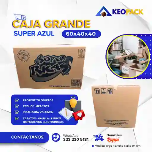 Caja De Carton Grande Azul