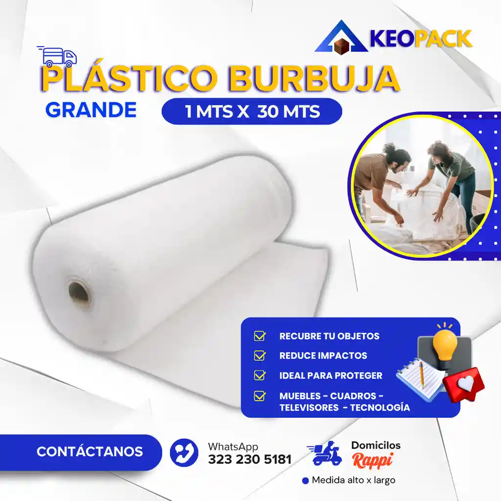 Plástico Burbuja 1 Mts X 30 Mts