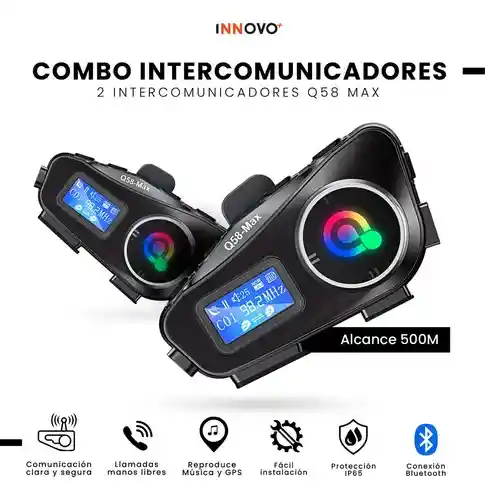 Intercomunicadores X2 Para Casco Moto Bluetooth Q58-max 500m Manos Libres