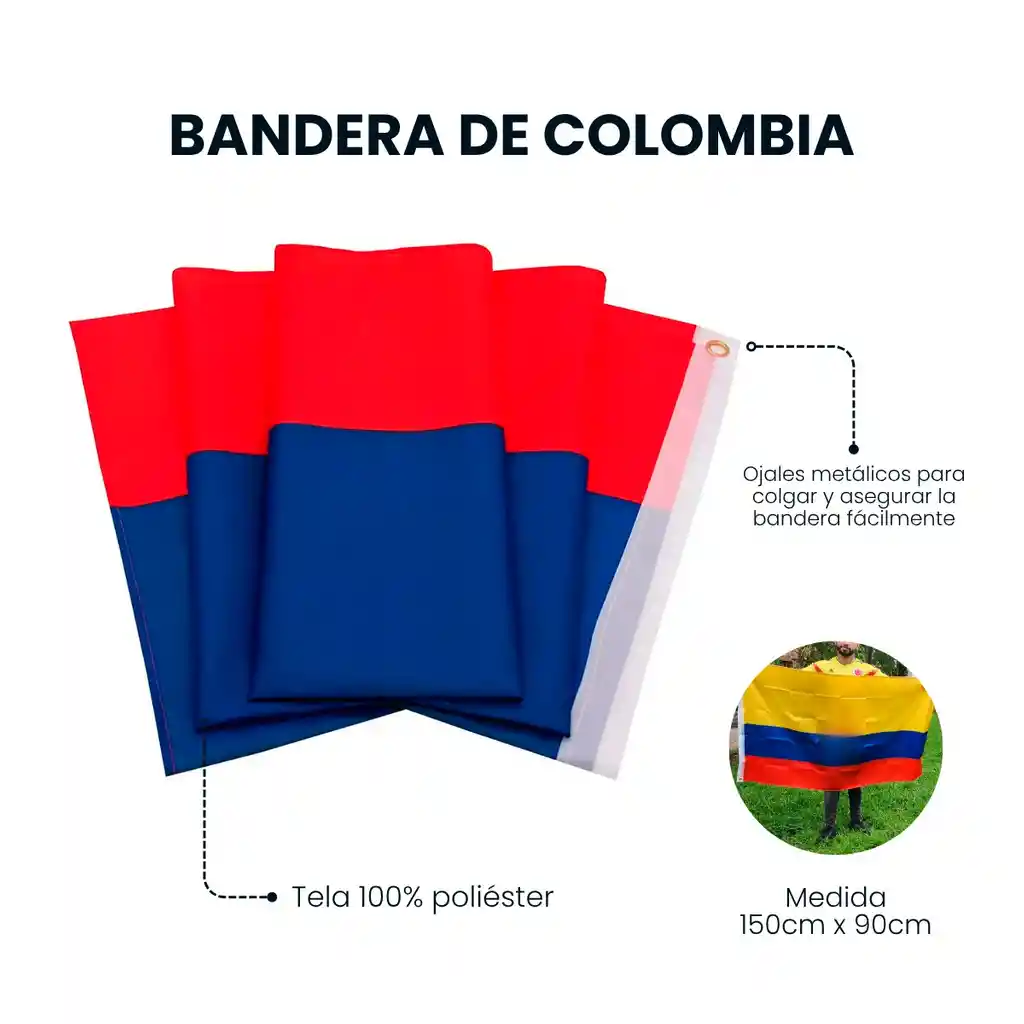Bandera Colombia Nacional Sin Escudo 150x90cm Exterior Grande