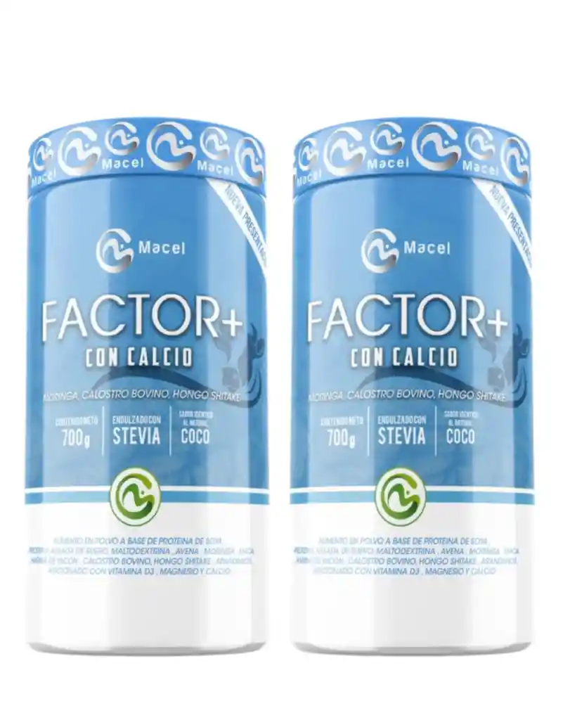 Factor + X 2 Unidades, Con Calcio, Moringa, Calostro Bovino, Stevia