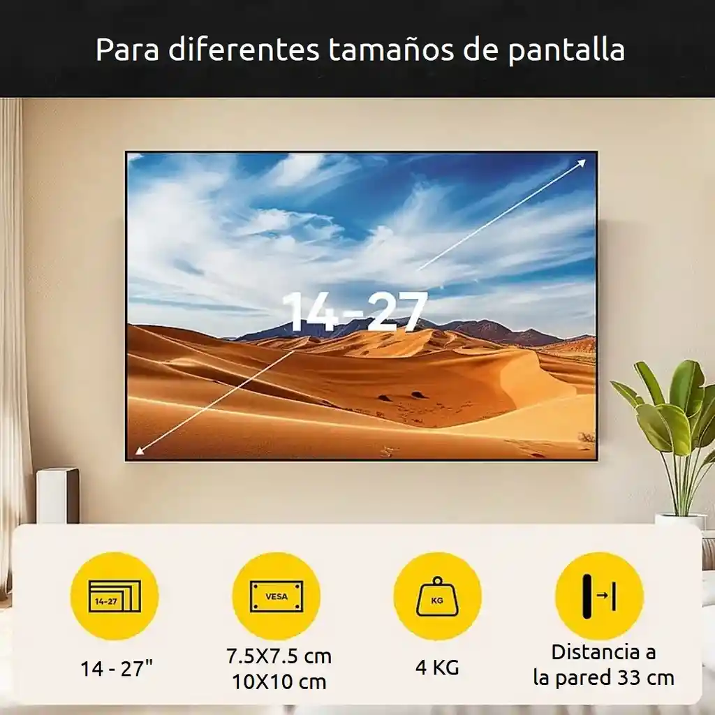 Soporte Tv Monitor Pc 13 14 17 19 21 24 27 Base Móvil Pared