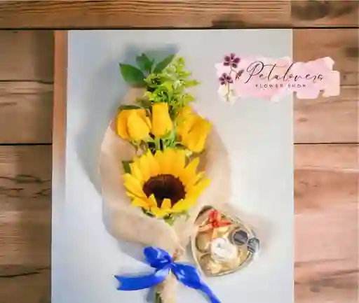 Girasol Rosas Amarillas Y Chocolates X 5