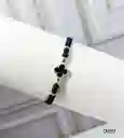 Pulsera Balin Y Neopreno Dije Trébol Oro Laminado 18k