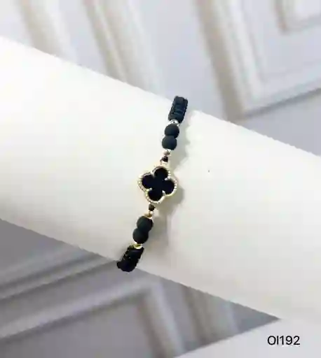 Pulsera Balin Y Neopreno Dije Trébol Oro Laminado 18k