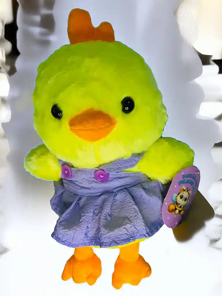 Juguete Mu-neco Peluche Dise-no Pollito Con Vestido Para Ni-no Hombre O Mujer 27 Cm Aprox