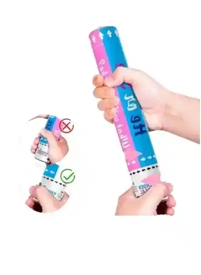 Lanza Confeti Rosado Para Revelación De Genero 29 Cm