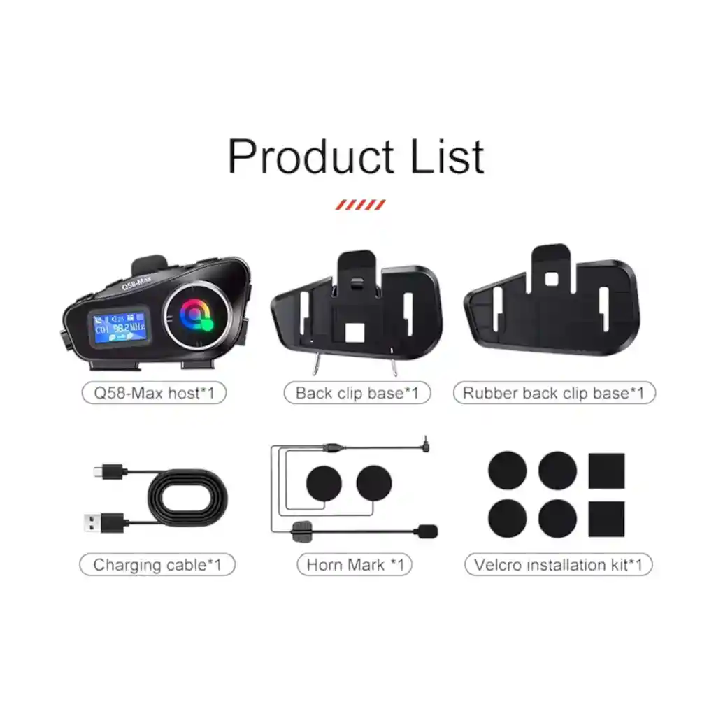 Intercomunicador Bluetooth Q58-max Para Casco De Motocicleta – Comunicación Inteligente, Entretenimiento Y Seguridad En Todo Momento.