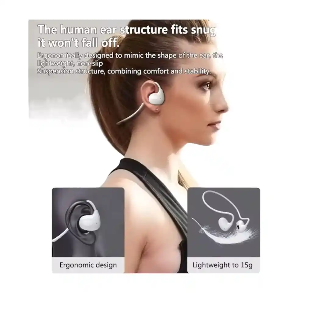 Auriculares Deportivos Inalámbricos De Conducción Ósea – Sonido Claro, Diseño Cómodo Y Máxima Seguridad Auditiva.
