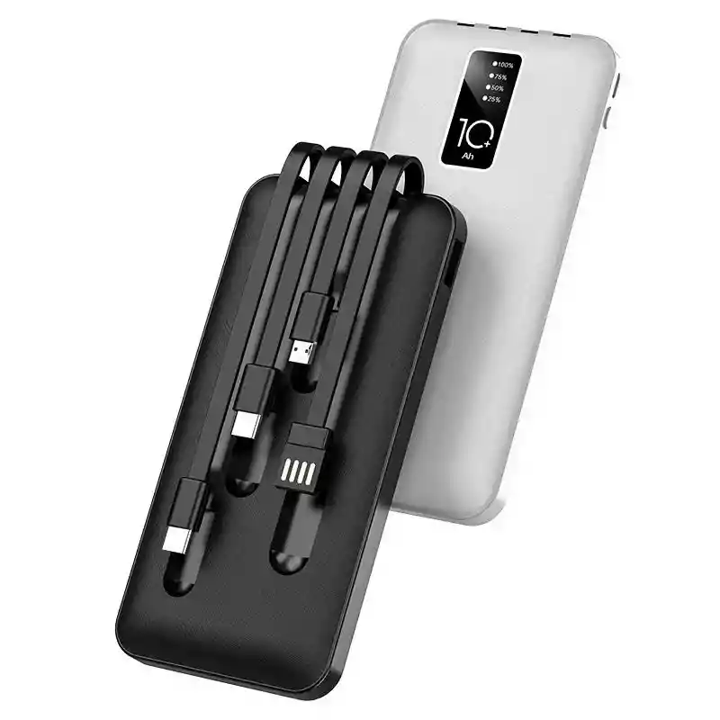 Batería Portátil 1hora 10000 mah – Carga Rápida, Tamaño Compacto Y Cables Integrados Para Una Solución Práctica.
