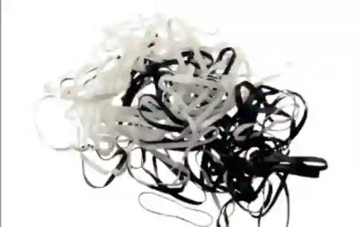 Paquete De Cauchos Para Cabello Color Blanco Y Negro Por 50 Unidades