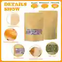 50 Bolsas Kraft Doy Pack Zipper Ventana 500 G (17x26cm)