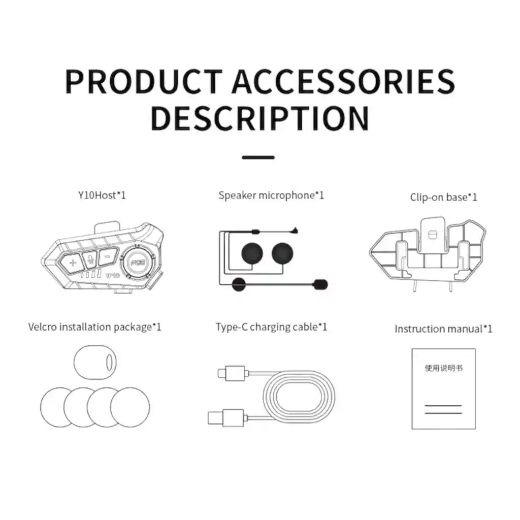 Sistema De Intercomunicador Inalámbrico Para Casco V10 – Pack X2