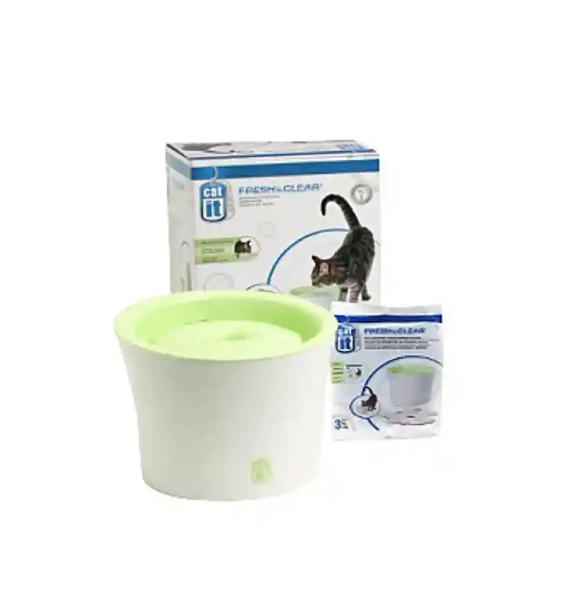 Fuente De Agua Para Gatos Verde 3 Lts