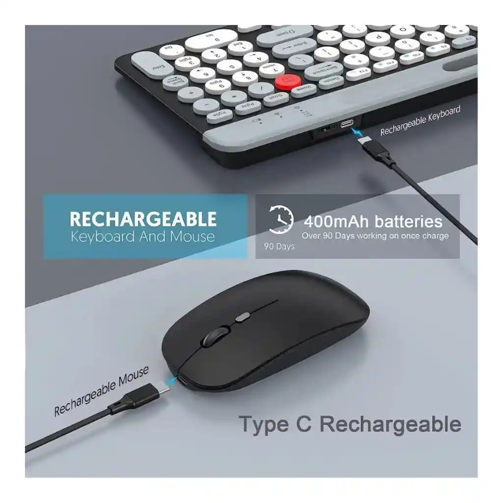 Combo De Teclado Y Mouse Recargables E Inalámbricos Zyg-806