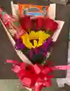 ✨ 1 Girasol Radiante ❤️ 3 Rosas Rojas Llenas De Amor 🍫 1 Delicioso Chocoramo 🥤 Jugo Néctar Refrescante