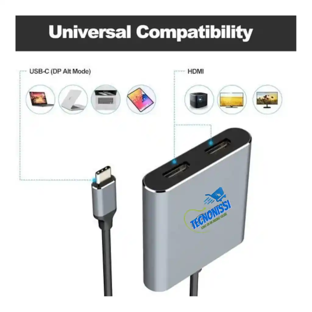 Adaptador De Tipo-c A Hdmi X2 Lj-58 Hd/hd