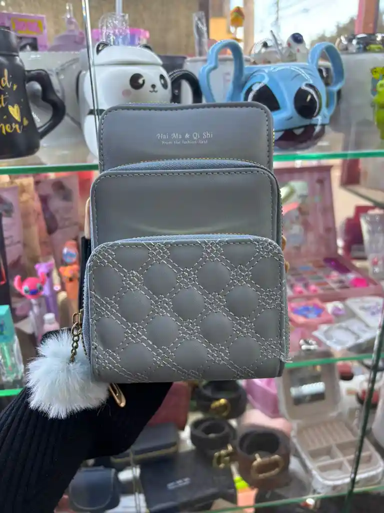 Bolso Bandolero Tipo Billetera Pequeño Con Diseño Cruzado Para Teléfono Tres Compartimiento Mas Tarjetero