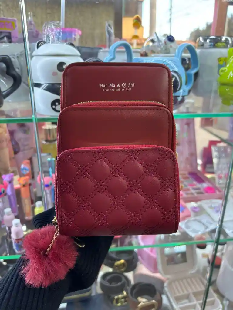 Bolso Bandolero Tipo Billetera Pequeño Con Diseño Cruzado Para Teléfono Tres Compartimiento Mas Tarjetero