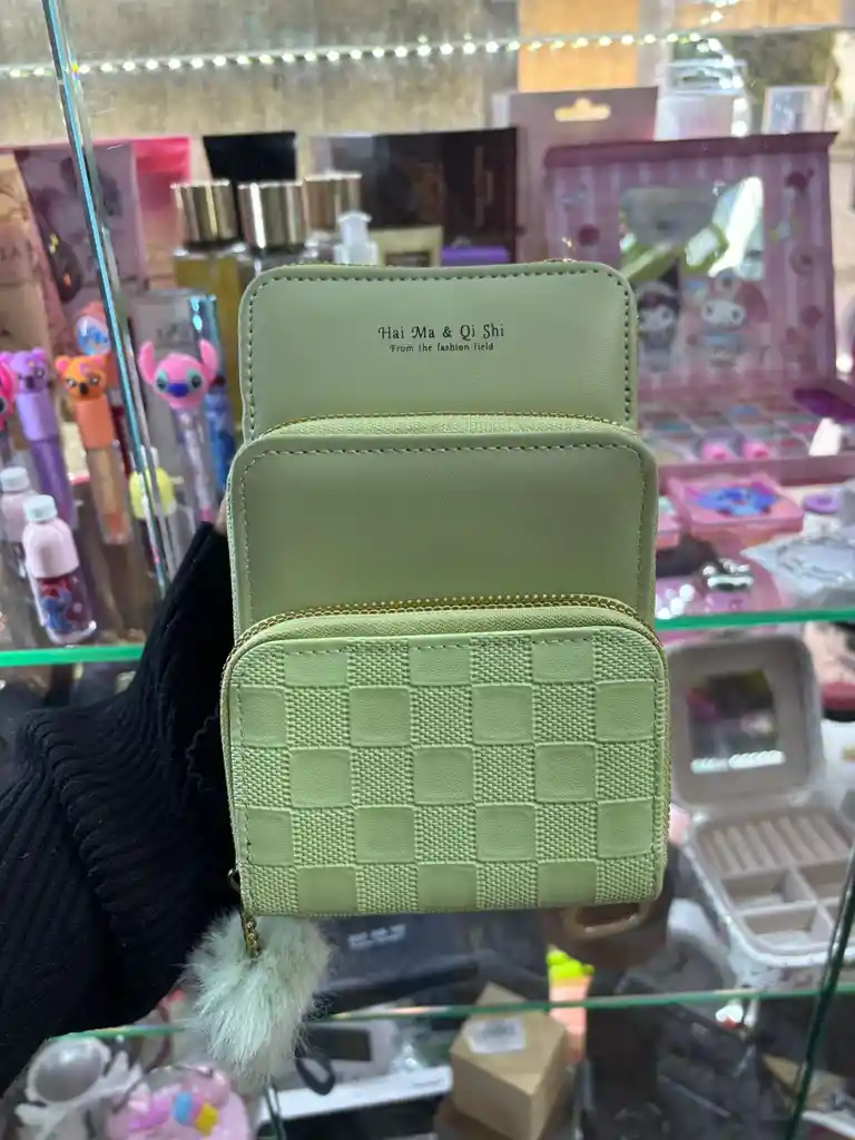 Bolso Bandolero Tipo Billetera Pequeño Con Diseño Cruzado Para Teléfono Tres Compartimiento Mas Tarjetero