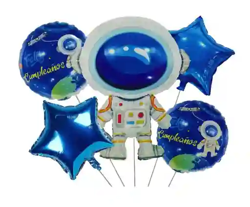Bouquet Niño Globos Metalizados 5 Piezas Astronauta