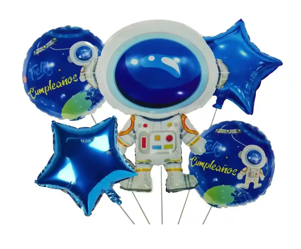 Bouquet Niño Globos Metalizados 5 Piezas Astronauta