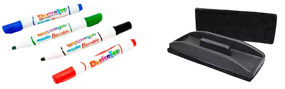 Set De Marcador Borrable + Borrador Para Tableros