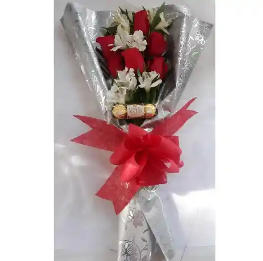 Flores Bogota - Ramo O Bouquet Alargado De 6 Rosas Y 3 Chocolates