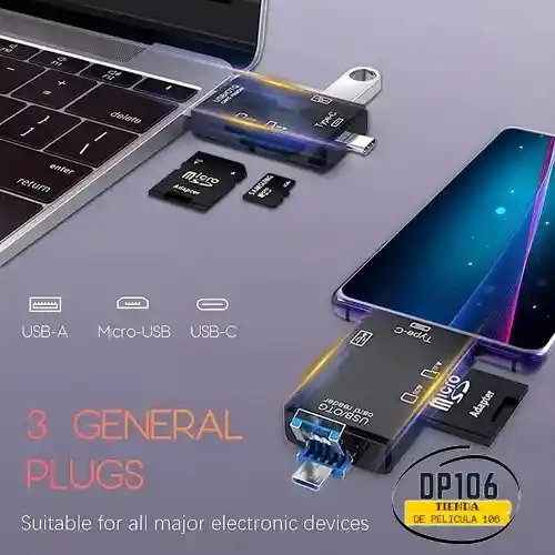Adaptador / Multi Lector De Memoria Usb / Sd 6 En 1