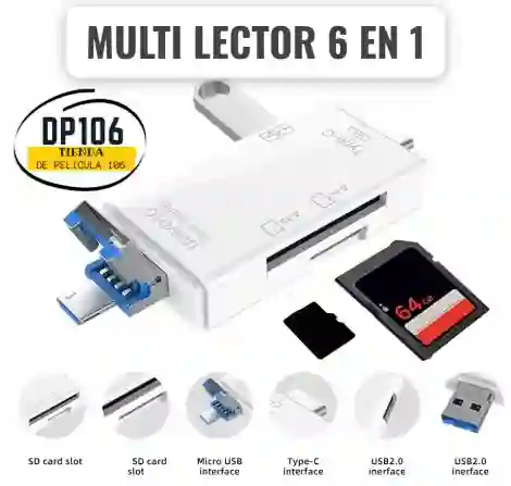 Adaptador / Multi Lector De Memoria Usb / Sd 6 En 1