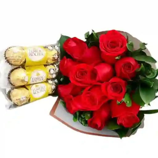 Flores - Bouquet Redondo De 36 Rosas Con Chocolates
