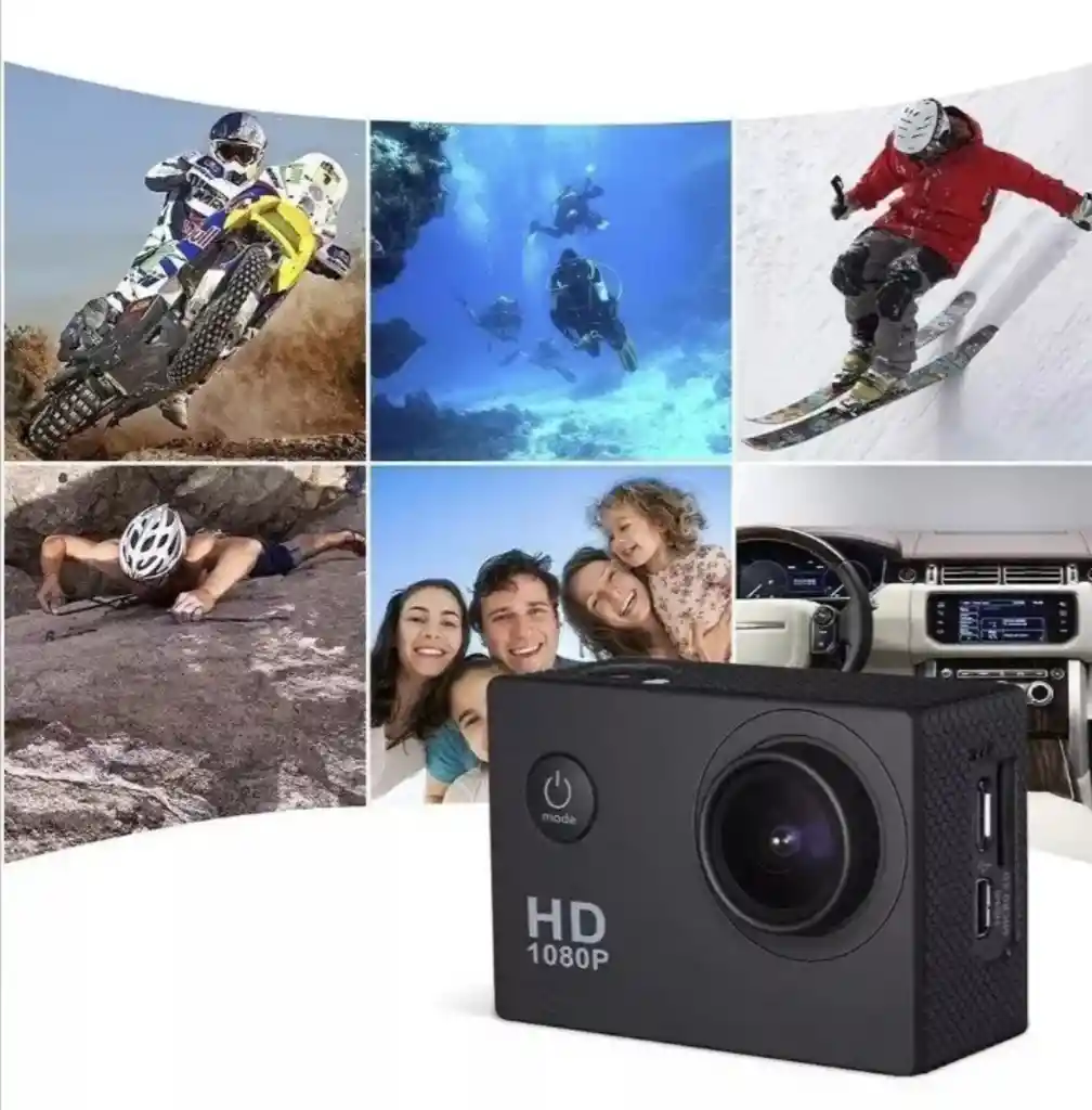 Camara Sport Tipo Go Pro 1080p 4k Ultra - Acuatica Color Negro