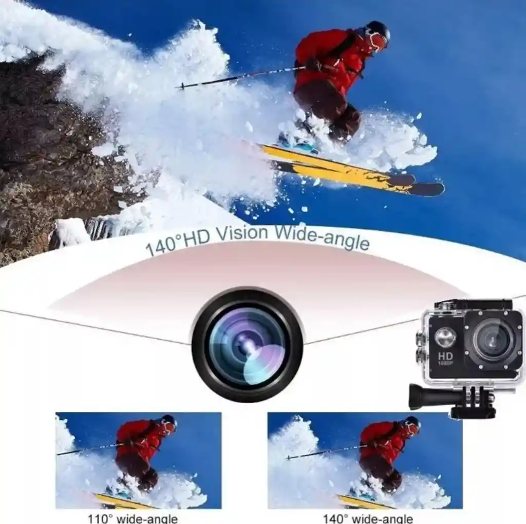 Camara Sport Tipo Go Pro 1080p 4k Ultra - Acuatica Color Negro