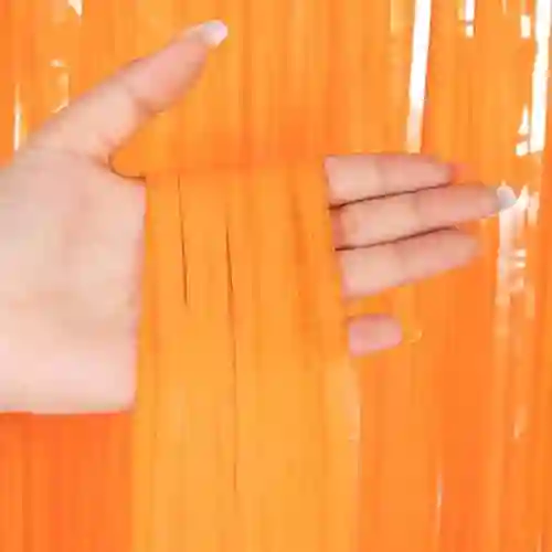 Cortina De Flecos Metalizada Para Fiestas Naranja Neon Cumpleaños Halloween Carnaval Party