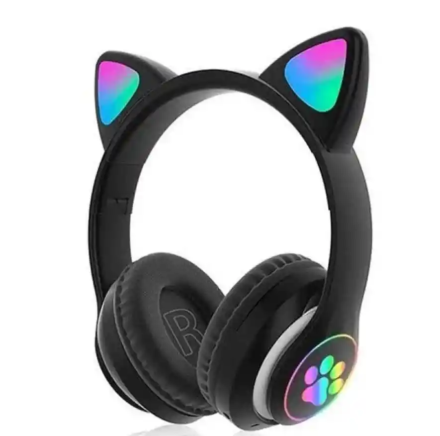 Audífonos Diadema Bluetooth Rgb Orejas Gato Fly