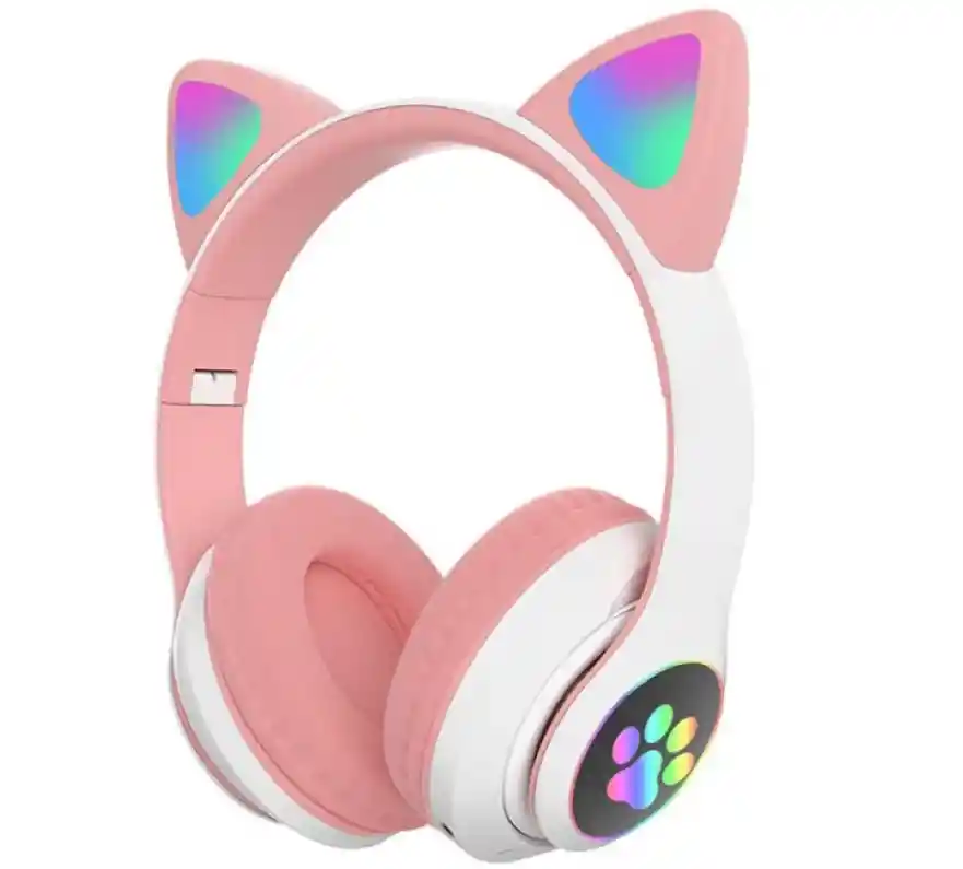 Audífonos Diadema Bluetooth Rgb Orejas Gato Fly