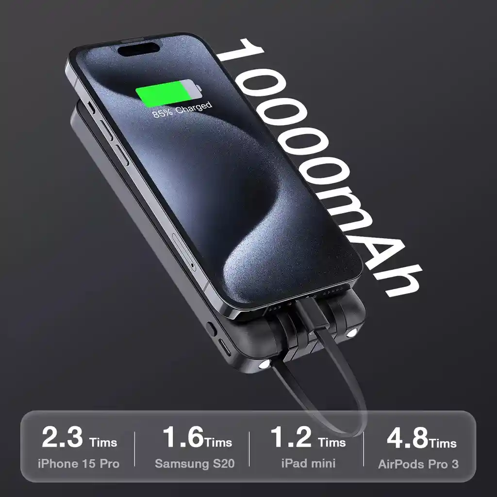 Power Bank 10000mah Bateria Portátil 4 Cables 1hora Gar148