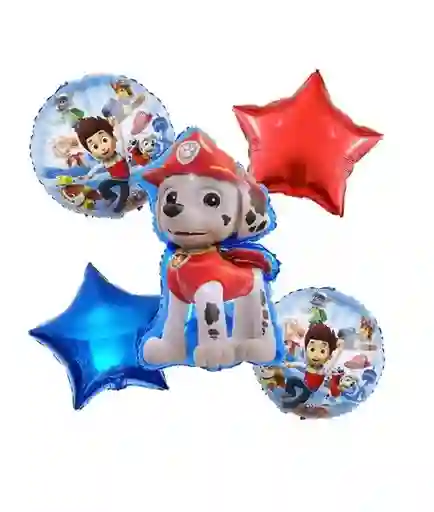 Bouquet Niño Globos Metalizados 5 Piezas Paw Patrol