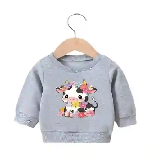 Sueter Estilo Vaquita Color Gris Talla 12-18 Meses