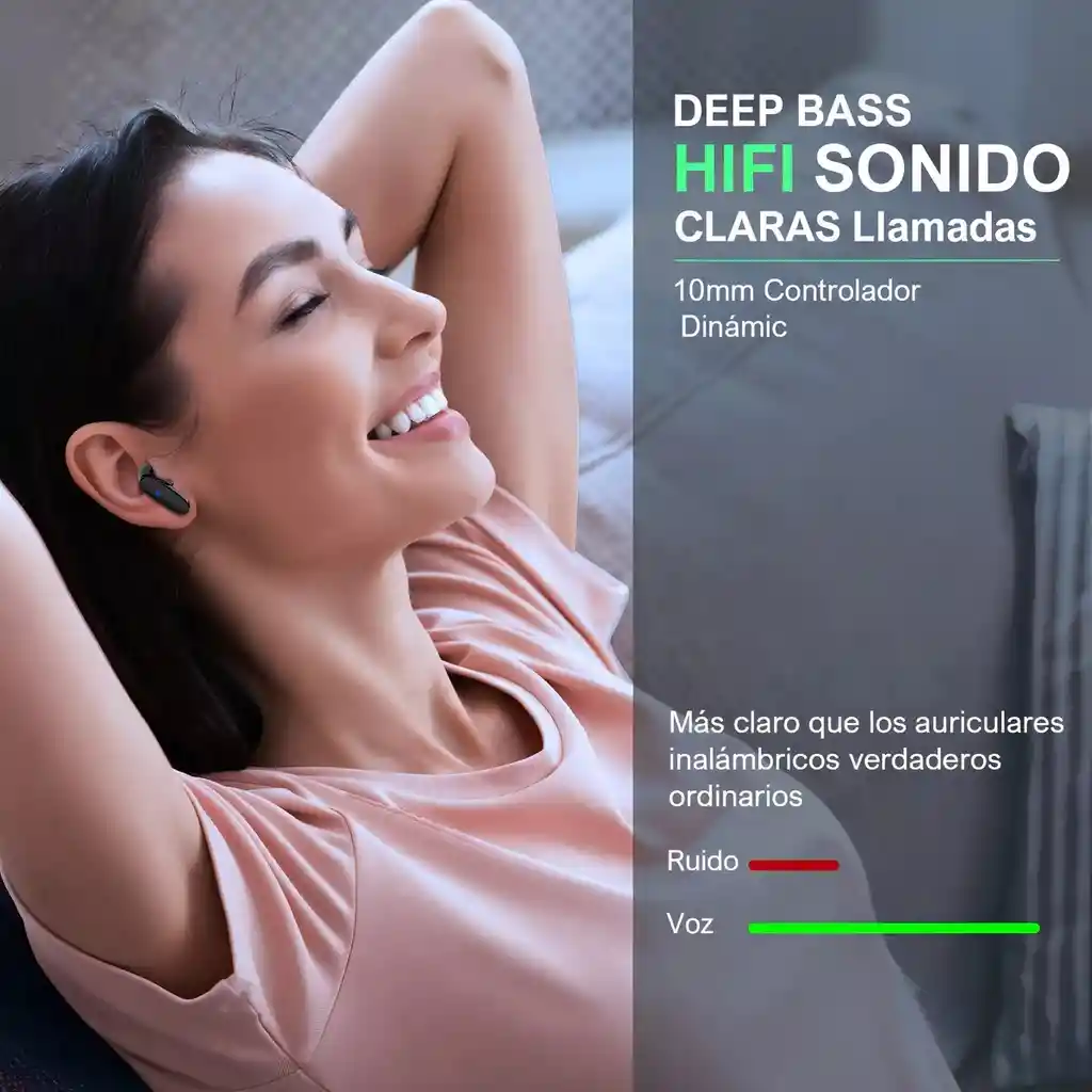 Auriculares In-ear Inalámbricos 1hora Bluetooth Aut205 Negro Con Luz Led