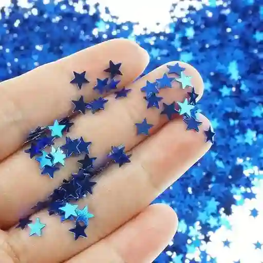 Confeti Metalizado Mini Estrellas Azules 6mm