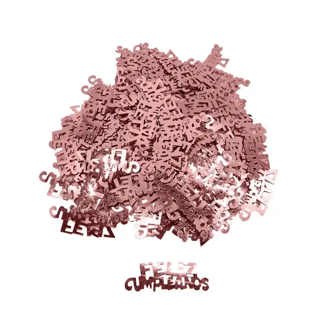 Confeti Metalizado Feliz Cumpleaños Oro Rosa