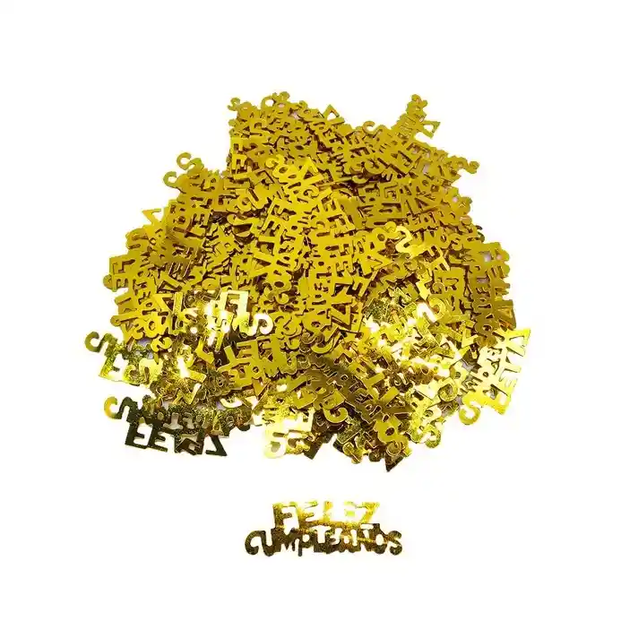 Confeti Metalizado Feliz Cumpleaños Dorado