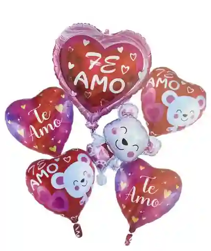 Bouquet 5 Piezas Te Amo Globos Metalizados Party