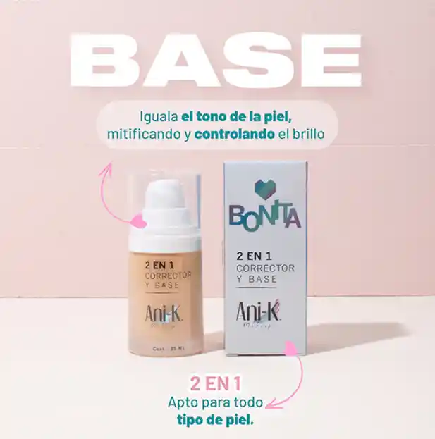 Base Y Corrector 2 En 1 Ani-k 03 – Tono Medio Natural 35 Ml